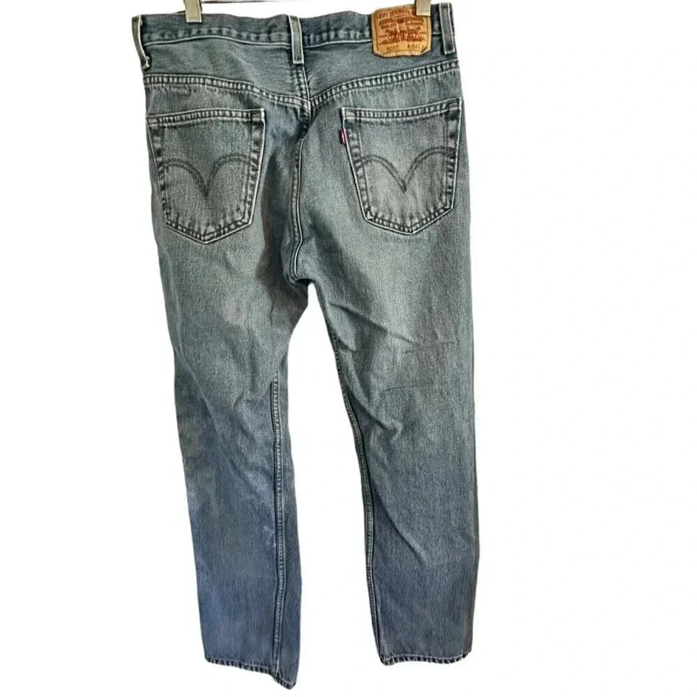Levis 505 Jeans Mens 34X34 measure 31x32 Regular Fit Straight Leg Light Wash - Picture 2 of 12